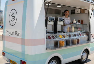 עגלת יוגורט למכירה פודטראק ובר יוגורט נייד - פז פודטראקס